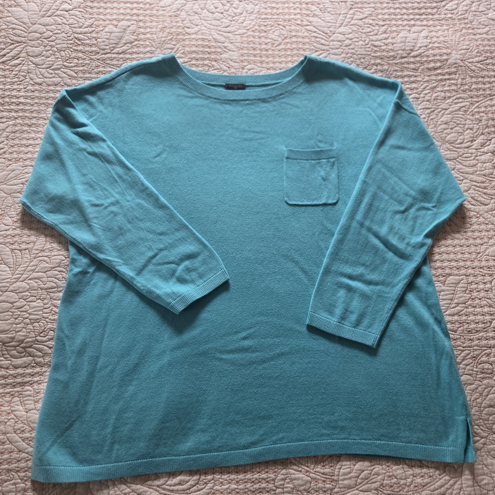 Talbots Woman Teal Tunic Sweater